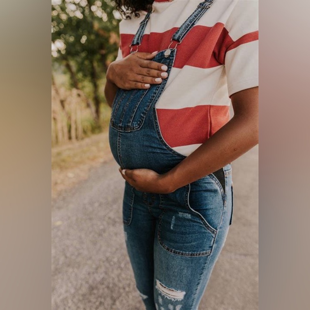 Distressed Maternity Overalls, Size M!